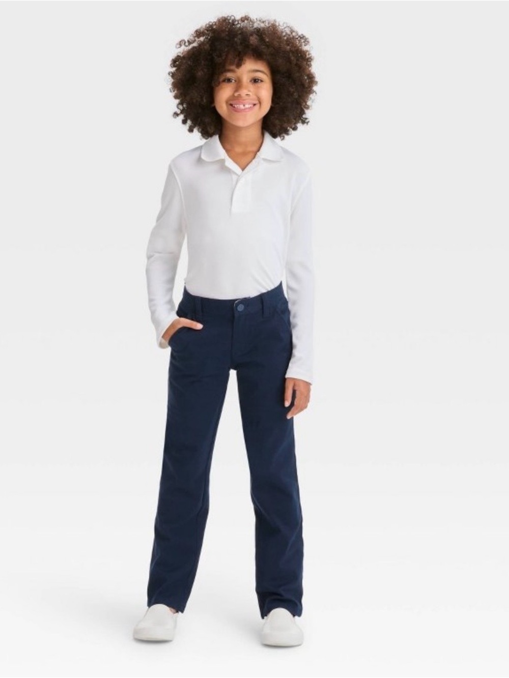 3 Pairs of Cat & Jack Navy Blue School Uniform Pants With Adjustable Waist